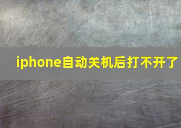 iphone自动关机后打不开了