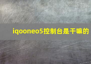 iqooneo5控制台是干嘛的