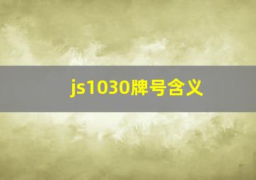 js1030牌号含义