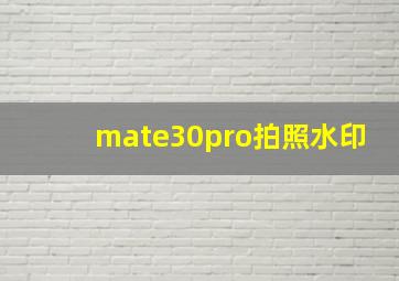 mate30pro拍照水印