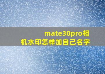 mate30pro相机水印怎样加自己名字