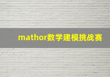 mathor数学建模挑战赛