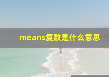 means复数是什么意思