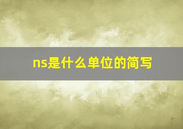 ns是什么单位的简写