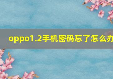 oppo1.2手机密码忘了怎么办