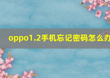 oppo1.2手机忘记密码怎么办