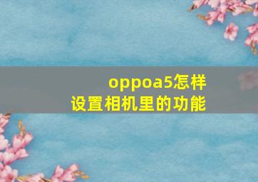 oppoa5怎样设置相机里的功能