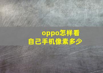 oppo怎样看自己手机像素多少