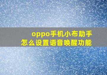 oppo手机小布助手怎么设置语音唤醒功能