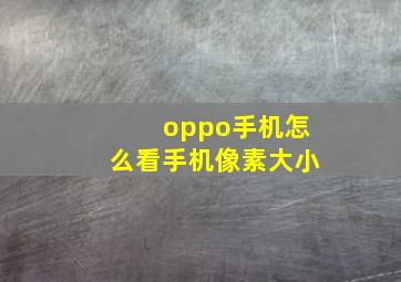 oppo手机怎么看手机像素大小