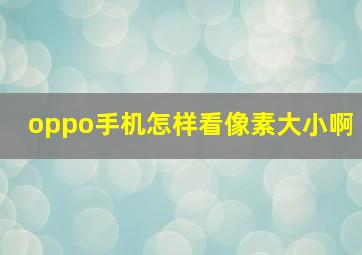 oppo手机怎样看像素大小啊