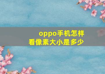 oppo手机怎样看像素大小是多少