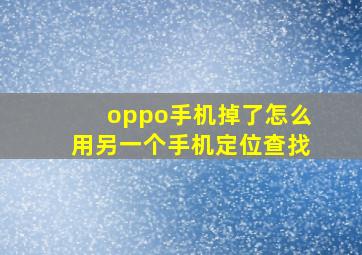 oppo手机掉了怎么用另一个手机定位查找