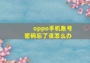 oppo手机账号密码忘了该怎么办