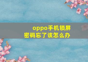 oppo手机锁屏密码忘了该怎么办