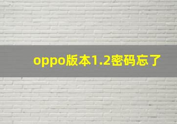 oppo版本1.2密码忘了