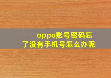 oppo账号密码忘了没有手机号怎么办呢