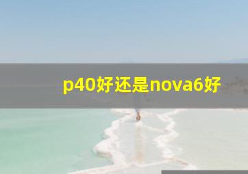 p40好还是nova6好