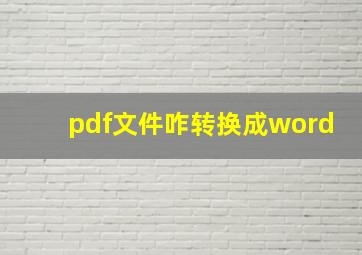 pdf文件咋转换成word