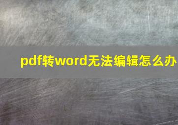 pdf转word无法编辑怎么办