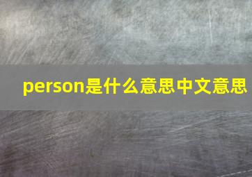 person是什么意思中文意思