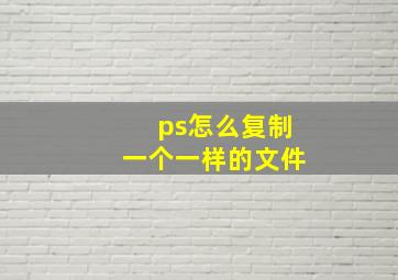 ps怎么复制一个一样的文件