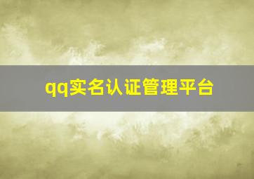 qq实名认证管理平台