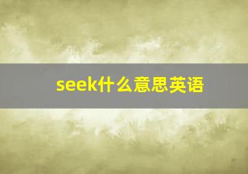 seek什么意思英语