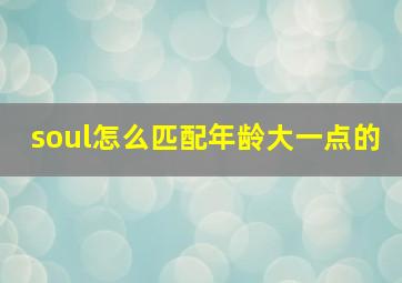 soul怎么匹配年龄大一点的