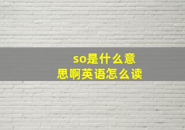 so是什么意思啊英语怎么读