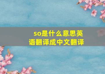 so是什么意思英语翻译成中文翻译