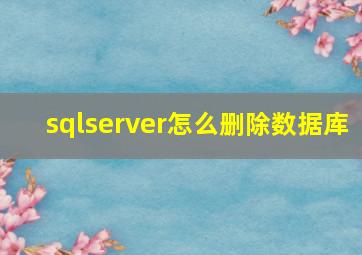 sqlserver怎么删除数据库