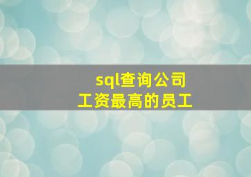 sql查询公司工资最高的员工