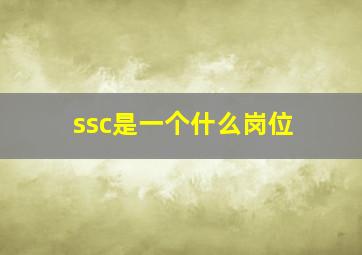 ssc是一个什么岗位