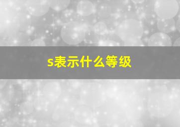 s表示什么等级