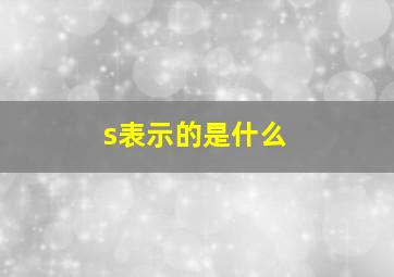 s表示的是什么