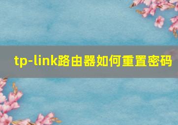 tp-link路由器如何重置密码