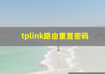 tplink路由重置密码