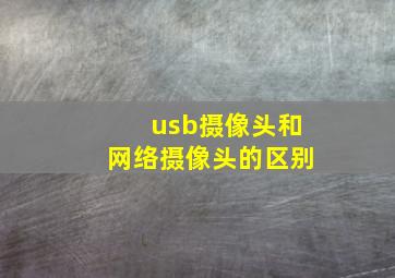 usb摄像头和网络摄像头的区别