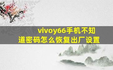 vivoy66手机不知道密码怎么恢复出厂设置