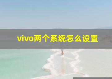 vivo两个系统怎么设置