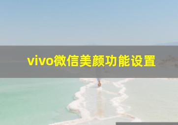 vivo微信美颜功能设置