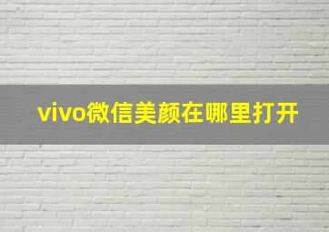 vivo微信美颜在哪里打开