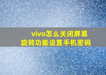 vivo怎么关闭屏幕旋转功能设置手机密码