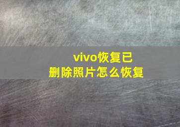 vivo恢复已删除照片怎么恢复