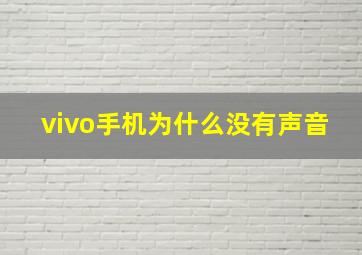 vivo手机为什么没有声音