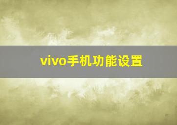 vivo手机功能设置