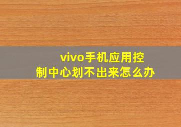 vivo手机应用控制中心划不出来怎么办