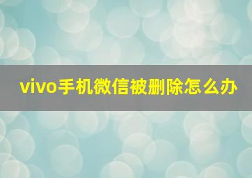 vivo手机微信被删除怎么办