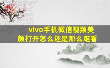 vivo手机微信视频美颜打开怎么还是那么难看